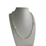 Cordão Cadeado Alongado 5mm Feminino - Banhado A Prata 925