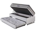 Bicama Box Baú 88x188 Courino Linho Branco Com Colchão Orthosono New Dupla Face Espuma D28 Anjos