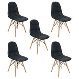 Kit 5 Cadeiras Charles Eames Botonê Eiffel Estofada - Preta