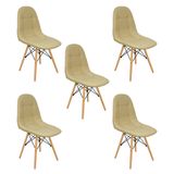 Kit 5 Cadeiras Charles Eames Botonê Eiffel Estofada Bege