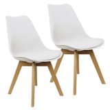Kit 2 Cadeiras Charles Eames Leda Luisa Saarinen Design Wood Estofada Base Madeira - Branco
