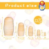 2 Conjuntos Unpainted Nesting Dolls Blank Russian Nesting Dolls P