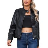 Jaqueta De Couro Giolshon Feminina Para Motocicleta 2024 Preta M