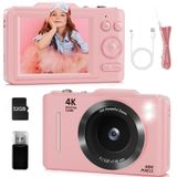 Câmera Digital Uhh 4k 48mp Point And Shoot Kids Com 32gb Rosa