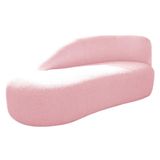 Divã Recamier Curvo Luna 160cm Lado Esquerdo Suede Cor Rosa Bebê