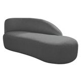 Divã Recamier Curvo Luna 185cm Lado Direito Linho Cor Cinza Escuro