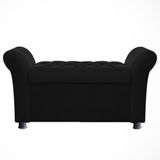 Recamier Baú Sapateira Louis 160x Cama Queen Size Suede Preto - Majú Deor
