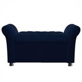Recamier Baú Sapateira Louis 160x Cama Queen Size Suede Azul Marinho - Majú Deor