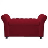 Recamier Baú Sapateira Louis 160x Cama Queen Size Suede Vermelho - Majú Deor
