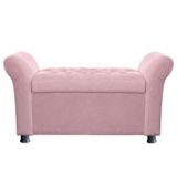 Recamier Baú Sapateira Louis 160x Cama Queen Size Suede Rosa Bebe - Majú Deor