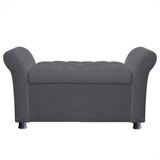 Recamier Baú Sapateira Louis 140x Suede Cinza - Majú Deor