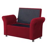 Recamier Baú Sapateira Louis 140x Suede Vermelho - Majú Deor