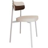 Cadeira Estofada Para Sala De Jantar Astrid Branco C01 Linho Palha Courino Whisky - Lyam Decor