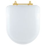 Assento Sanitário Almofadado Carrara Branco Para Vaso Deca Com Ferragem Dourada