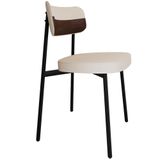 Cadeira Estofada Para Sala De Jantar Astrid Preto C01 Linho Palha Courino Whisky - Lyam Decor