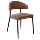 Cadeira Estofada Para Sala De Jantar Serena Preto C01 Courino Whisky - Lyam Decor