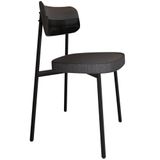 Cadeira Estofada Para Sala De Jantar Astrid Preto C01 Linho Preto Courino Preto - Lyam Decor