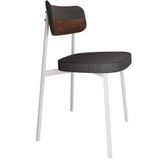 Cadeira Estofada Para Sala De Jantar Astrid Branco C01 Linho Preto Courino Whisky - Lyam Decor