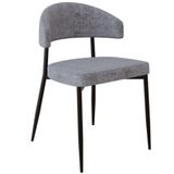 Cadeira Estofada Para Sala De Jantar Serena Preto C01 Linho Lautrec Cinza - Lyam Decor