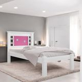 Cama Solteiro Com Cabeceira Flex Lavínia Branca E Rosa