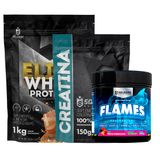 Kit: Elite Pro Whey Concentrado 80% 1kg + Creatina 150g + Pré Treino Flames 200g - Soldiers Nutrition Frutas Vermelhas