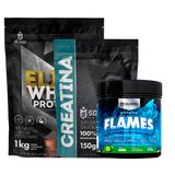 Kit: Elite Pro Whey Concentrado 80% 1kg + Creatina 150g + Pré Treino Flames 200g - Soldiers Nutrition Frutas Vermelhas