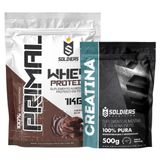 Kit: Whey Protein Primal 1kg 100% Importado + Creatina Monohidratada 500g - Soldiers Nutrition Chocolate Belga