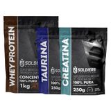Kit: Whey Protein Concentrado 2kg + Taurina 250g + Creatina Monohidratada 250g - 100% Importado - Soldiers Nutrition Chocolate Belga