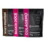 Kit: Whey Protein Concentrado 2kg + Batata Doce Em Pó 1kg + Colágeno Hidrolisado 1kg - 100% Importado - Soldiers Nutriti Chocolate Belga