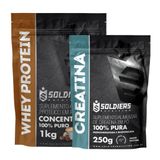 Kit: Whey Protein Concentrado 1kg + Creatina Monohidratada 250g - 100% Importado - Soldiers Nutrition Moccacino