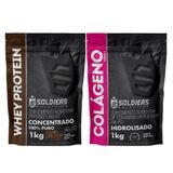 Kit: Whey Protein Concentrado 1kg + Colágeno Hidrolisado 1kg - 100% Importado - Soldiers Nutrition Chocolate Belga