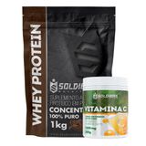 Kit: Whey Protein Concentrado 3kg + Vitamina C Em Pó 500g - 100% Importado - Soldiers Nutrition Belga