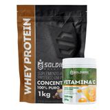 Kit: Whey Protein Concentrado 3kg + Vitamina C Em Pó 500g - 100% Importado - Soldiers Nutrition Mocaccino