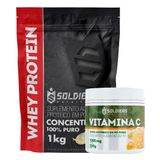 Kit: Whey Protein Concentrado 3kg + Vitamina C Em Pó 250g - 100% Importado - Soldiers Nutrition Natural