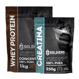 Kit: Whey Protein Concentrado 1kg + Creatina Monohidratada 250g - 100% Importado - Soldiers Nutrition Chocolate Belga