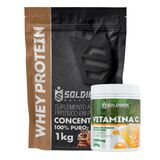 Kit: Whey Protein Concentrado 3kg + Vitamina C Em Pó 500g - 100% Importado - Soldiers Nutrition Cookies