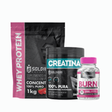 Kit:whey Protein Concentrado 1kg +creatina Monohidratada Pote 300g - 100% Pura+termogênico Femme Burn 90g - Soldiers Nut Morango