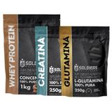 Kit: Whey Protein Concentrado 2kg + Creatina Monohidratada 250g + Glutamina 250g - 100% Importado - Soldiers Nutrition Coockies