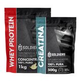 Kit: Whey Protein Concentrado 3kg + Creatina Monohidratada 500g - 100% Importado - Soldiers Nutrition Natural