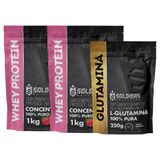 Kit: Whey Protein Concentrado 2kg + Glutamina 250g - 100% Importado - Soldiers Nutrition Morango