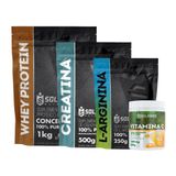 Kit: Whey Protein Concentrado 1kg + Creatina 500g + Vitamina C Em Pó 500g + Arginina 250g - 100% Importado - Soldiers Nu Mocaccino