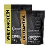Kit: Whey Protein Concentrado 1kg + Glutamina 250g - 100% Importado - Soldiers Nutrition Bauniilha