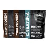 Kit: Whey Protein Concentrado 2kg + Creatina Monohidratada 1kg - 100% Importado - Soldiers Nutrition Chocolate Belga