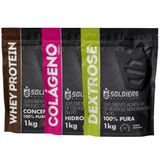Kit: Whey Protein Concentrado 1kg + Colágeno 1kg + Dextrose 1kg - 100% Importado - Soldiers Nutrition Chocolate Belga