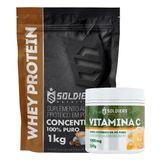 Kit: Whey Protein Concentrado 3kg + Vitamina C Em Pó 250g - 100% Importado - Soldiers Nutrition Mocaccino