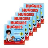 Fralda Descartável Huggies Tripla Proteção Jumbo Tamanho XXG - 6 Pacotes com 22 fraldas - Total 132 unidades