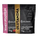 Kit: Whey Protein Concentrado 2kg + Glutamina 1kg - 100% Importado - Soldiers Nutrition Morango