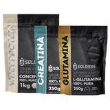 Kit: Whey Protein Concentrado 2kg + Creatina Monohidratada 250g + Glutamina 250g - 100% Importado - Soldiers Nutrition Beijinho