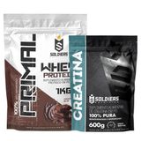 Kit: Whey Protein Primal 1kg 100% Importado + Creatina Monohidratada 600g - Soldiers Nutrition Chocolate Belga