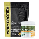Kit: Whey Protein Concentrado 3kg + Vitamina C Em Pó 250g - 100% Importado - Soldiers Nutrition Baunilha